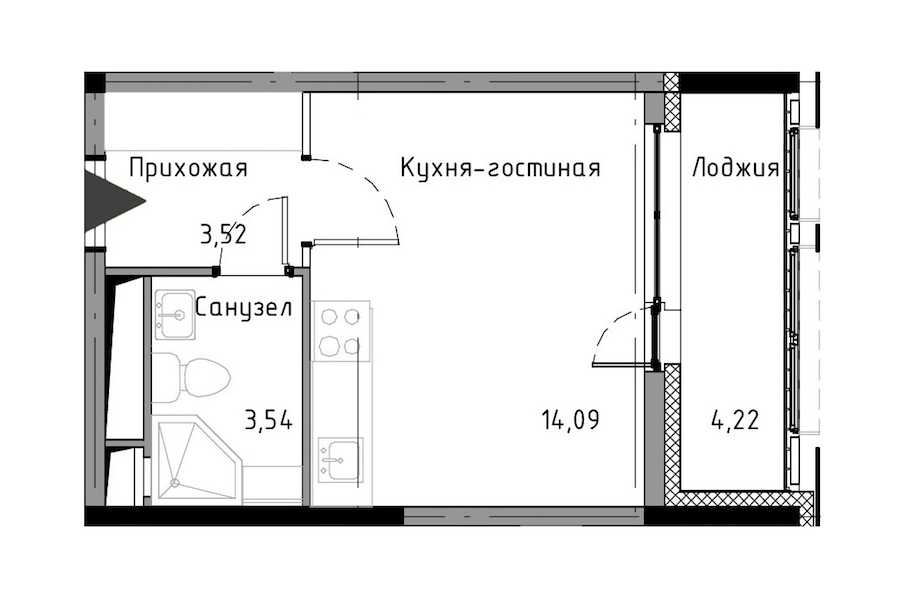 Студия в : площадь 23.26 м2 , этаж: 11 – купить в Санкт-Петербурге
